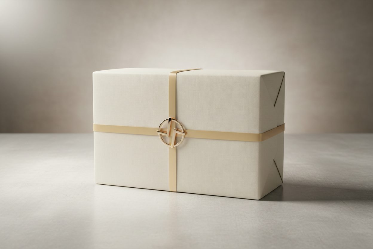 Ivory and champagne gold gift wrap